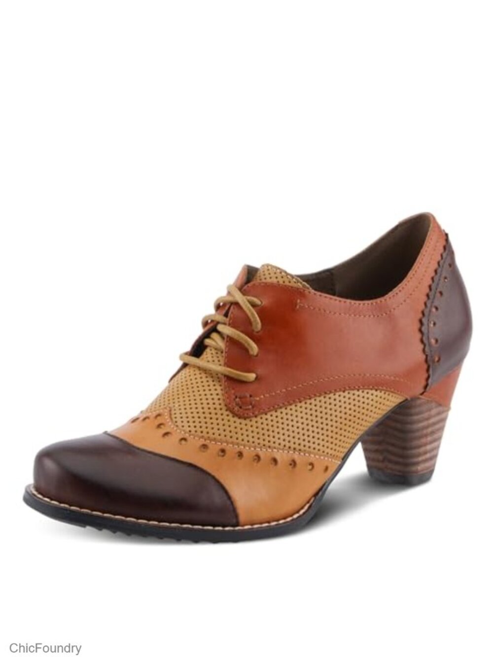 Hand Painted Leather Derby Oxford Pumps Lace Up